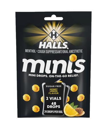 Halls Minis Honey Lemon Flavor Sugar Free Cough Drops 48 Drops