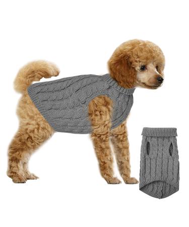 Dog sweater pet sweaters winter warm dog cat sweater small dog turtleneck knitting sweater knitting sweater outer clothing for small medium -sized dogs and cats (gray m) m gray