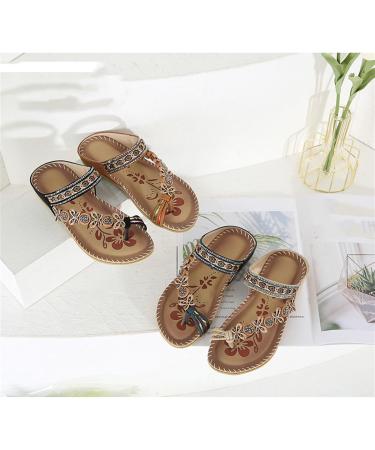 Women s Thumb Orthotic Sandals - Summer Bohemia Crystal Slip-On Bunion Sandals for Big Toe Correction & Arch Support | Casual Floral Beach Flats - Size 8 Blue - Buy Online on GoSupps.com