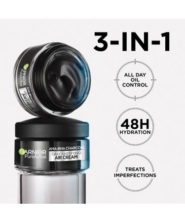 Garnier Pure Active AHA+BHA Charcoal Daily Mattifying Air Cream - Buy Online on GoSupps.com