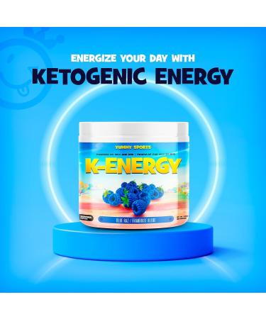 Yummy Sports K-Energy Drink Supplement Boost Energy Enhance Focus Physical Performance Powered by BHB MCT Caffeine Keto-Friendly Energy Drink - 30 Servings - 210g - Blue Raspberry - Buy Online on GoSupps.com