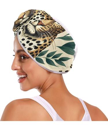 Leopard Plants Hair Towel 2 Pack | Super Absorbent Quick Dry Hair Turbans for Women & Girls - Buy Online on GoSupps.com
