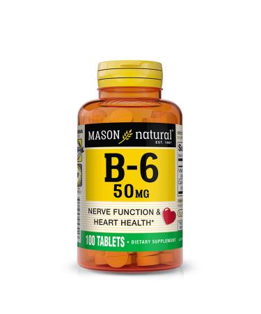 MASON NATURAL Vitamin B6 50 mg with Calcium - Healthy Heart Supports Muscle and Nerve Function Improved Energy Metabolism 100 Tablets