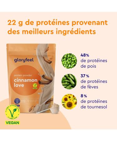Vegan Protein 1kg 22g Protein Cinnamon Taste Plant Protein Powder Pea Isolate Beans and Sunflower Muscle Growth and Grow - Buy Online on GoSupps.com