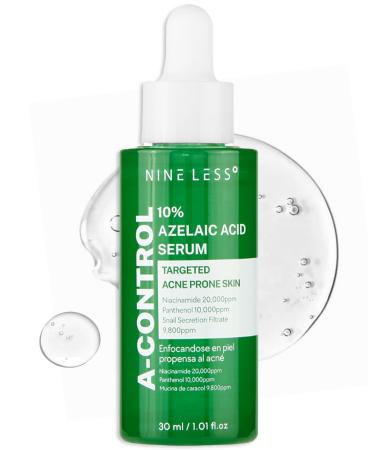 Nineless 10% Azelaic Acid Serum with Niacinamide & Snail Mucin - Redness Relief & Dark Spot Corrector for Face - Facial Serum for Acne-Prone Oil Control & Pore Care 1.01 fl.oz