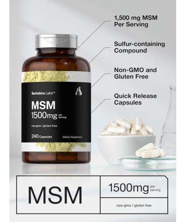 Horb ach MSM Capsules 1500mg | 240 Count | Non-GMO Gluten Free Supplement | Berkshire Labs - Buy Online on GoSupps.com
