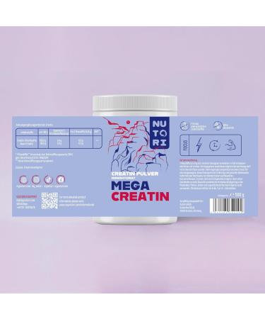 Nutori Creatine Monohydrate Powder | High-Dose 500g | Boost Performance | Vegan & Lab-Tested | Made in Germany - Buy Online on GoSupps.com
