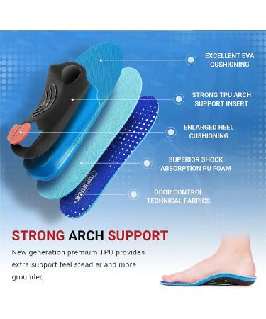 TOPSOLE (220+lbs) Standing All Day Support Insoles for Plantar Fasciitis & Pain Relief - Men's 6-6.5 / Women's 8-8.5 To227 (Blue) - Buy Online on GoSupps.com
