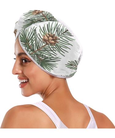 Fir Pine Cone Branch Hair Towel 2 Pack - Super Absorbent Quick Dry Turbans for Women & Girls - Buy Online on GoSupps.com