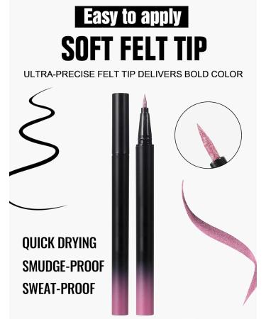  Erinde Erinde Pink Glitter Liquid Eyeliner Liquid Glitter Pencil Sparkling Eye Makeup Waterproof Long-Lasting Glitter Eyeliner #Pink - Buy Online on GoSupps.com