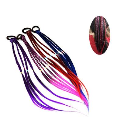 16 pieces women girl stretch elastics hair ripe hair wig decor children hair tie hair rope Harrband hair accessories with red/blue/purple/rose red (16 pieces/4 color)