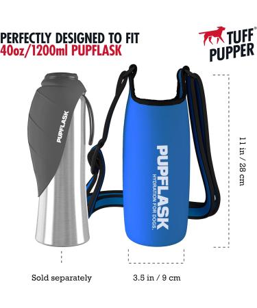 Tuff Pupper Puflask - 40oz Isolated Neoprene Water Bottle Holder with Adjustable Strap | Ideal for Travel Walking & Hiking - Fog Blue - Buy Online on GoSupps.com