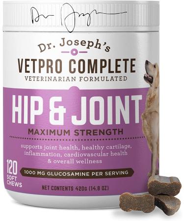 VetPro Dog Hip and Joint Supplement - Pain and Inflammation Relief Chews with Glucosamine, Chondroitin, MSM, Turmeric, Vitamin C, Omega 3 - Treats Hip Dysplasia, Arthritis - Dogs Chewable Supplements