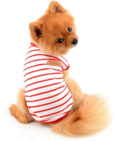 Summer Striped T-Shirt for Small & Medium Dogs | Smalllee_lucky_Store - Sleeveless Red Apparel for Yorkies Chihuahuas & Cats - Buy Online on GoSupps.com