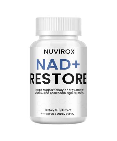 Lazra NUVIROX NAD+ Restore - Liposomal NAD+ Nicotinamide Riboside with Resveratrol NAD Plus Boosting - Support Cellular Health Stamina & Healthy Aging for Women & Men- 60 Capsules