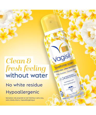 Vagisil Feminine Freshening Spray for Intimate Areas and Sensitive Skin Scentsitive Scents pH Balanced and Gynecologist Tested 125mL White Jasmine - Buy Online on GoSupps.com