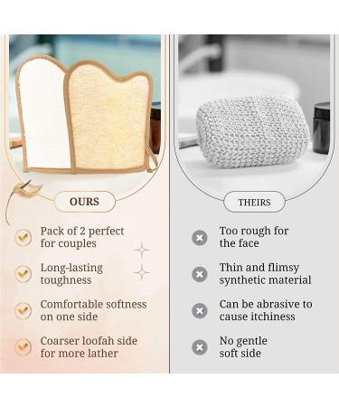 Natural Egyptian Loofah Body Scrubber 2-Pack | Dead Skin Removal Shower Sponge | Chemical-Free Exfoliating Glove for Spray Tan and KP Treatment - Buy Online on GoSupps.com