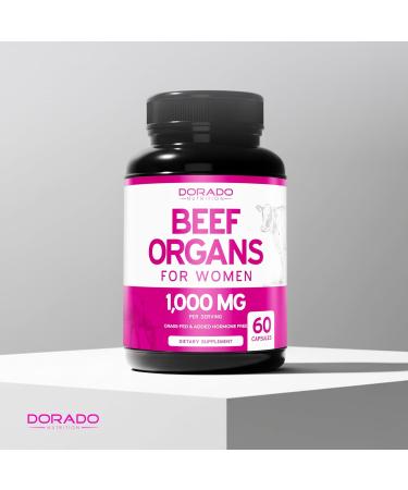 Beef Organ Supplement for Women - Grass Fed Beef Liver Heart Kidney & Uterus 1000mg Per Serving - Support Women's Energy & Overall Health - Third Party Tested & Non GMO - USA Made (60 Capsules) 60 Count (Pack of 1) - Buy Online on GoSupps.com