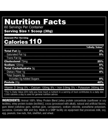 Animal 100% Whey Protein Powder - Chocolate Fudge 4 lb - Pre/Post-Workout Recovery Blend with Low Sugar - 100% Whey Protein for Anytime Boost - Buy Online on GoSupps.com