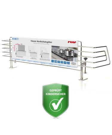 Reer Stove Guard CLASSIC - Stainless Steel Extra Safe Kitchen Clamp Fits 99% of Kitchens Silver Version 2022 - International Shipping Available - Buy Online on GoSupps.com