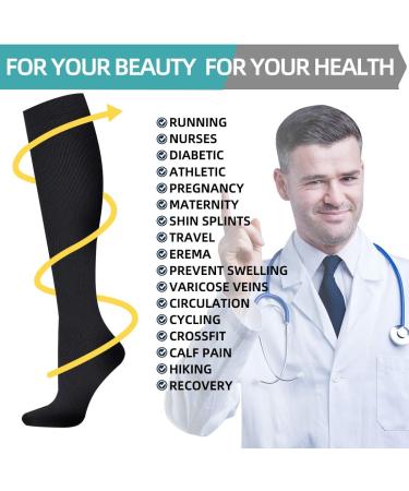 Ytruurer Compression Socks - 7 Pairs for Sports Running Plantar Fasciitis Nurses & Diabetics (L/XL Black) - Best Medical & Sporty Support - Buy Online on GoSupps.com