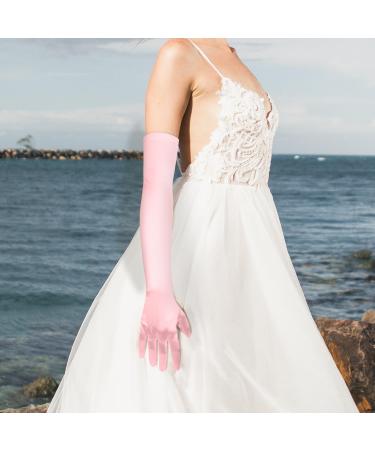 NQEUEPN Women Long Gloves Long Elbow Satin Gloves 21" Stretchy 1920s Opera Gloves Hand Care Moisturizing Gloves for Women Girls Evening Party Dance (Pink) - Buy Online on GoSupps.com