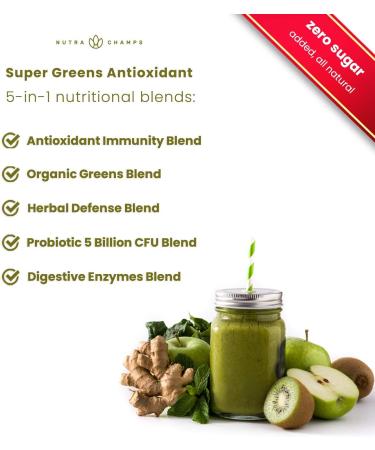 Organic Super Greens Powder | Premium Antioxidant Superfood Supplement with 40+ Greens and Superfoods | Includes Wheatgrass, Spirulina, and Probiotics | Sweet Berry Flavor - Buy Online on GoSupps.com