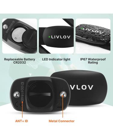 LIVLOV Heart Rate Monitor Chest Strap - Bluetooth5.0, ANT+, IP67 Waterproof HR Sensor for Peloton, Polar, Wahoo, Zwift - Compatible with Garmin, DDP Yoga - Best for Fitness Tracking - Buy Online on GoSupps.com