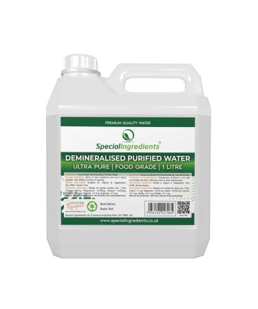 Special Ingredients Ultra Pure Food Grade Demineralised Purified Water H2O - Suitable for Vegans Non-GMO Gluten Free (1 Litre) 1.00 l (Pack of 1)
