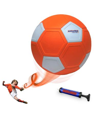 Kickerball - Curve and Swerve Soccer Ball/Football Toy - Kick Like The Pros, Great Gift for Boys and Girls - Perfect for Outdoor & Indoor Match or Game, Bring The World Cup to Your Backyard Orange