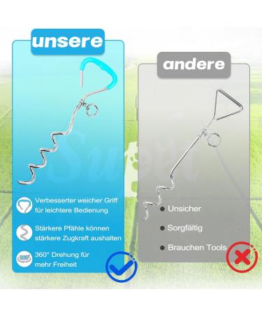 Super Floor Anchor Dog Leash - 10m Green Earth Anchor for Large Dogs | Durable Earth Skewers for Beach Use - Buy Online on GoSupps.com