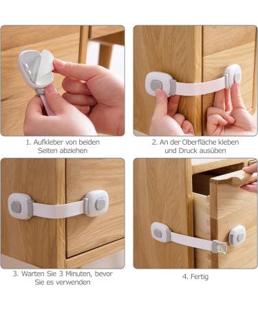 Billybath Premium Baby Cabinet Locks - Child Safety Drawer & Refrigerator Locks No Drill Installation Strong Glue 6 Pieces - Gray - Buy Online on GoSupps.com