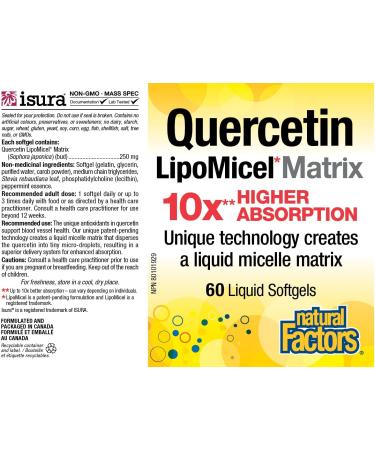 Natural Factors Quercetin LipoMicel Matrix - 60 Liquid Softgels for Immune Support - Buy Online on GoSupps.com