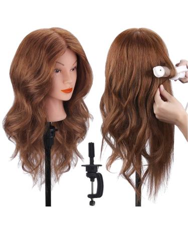Hairdress topdirect 18 inch exercise head 100% real hair hair hairdresser exercise head practice shop manure doll puppy head with clamp + diy hair hairstyles set brown - Buy Online on GoSupps.com