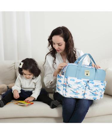 SONARIN Stylish Large Capacity Baby Nappy Changing Tote Bag Waterproof Baby Changing Bag Satchel Messenger Bag Portable Travel Diaper Bag with Shoulder Strap & Changing Mat Whale - Buy Online on GoSupps.com