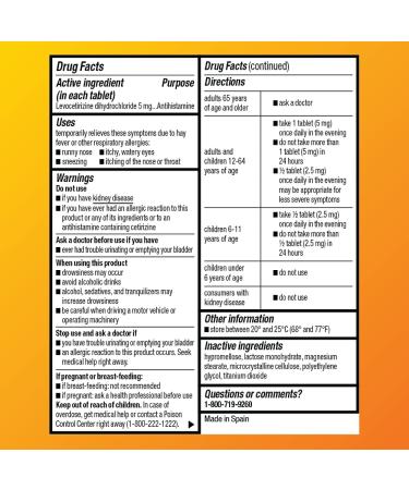 Amazon Basic Care Levocetirizine Dihydrochloride Tablets 5mg - 80 Count | All Day Allergy Relief Antihistamine - Buy Online on GoSupps.com