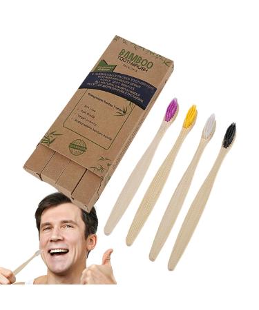 Eco-Friendly Charcoal Toothbrushes - Soft Bristle Reusable Bamboo Brushes for Travel Camping & Picnics - Available in 4 Colors - Buy Online on GoSupps.com