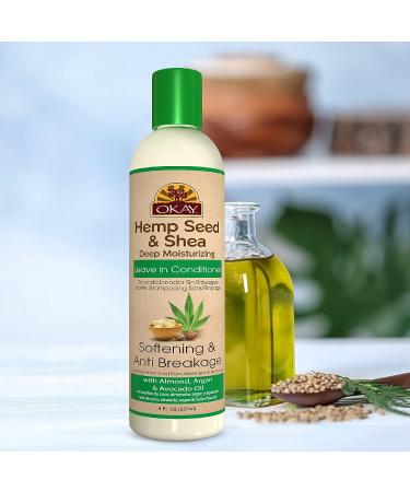 OKAY Hemp Seed & Shea Softening Leave In Conditioner - Stimulates Hair Growth, Prevents Breakage - 8oz - Buy Online on GoSupps.com