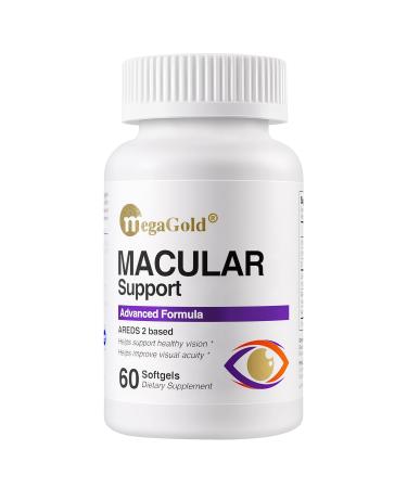 MegaGold Macular Support Advanced Formula - Eye Supplements for Vision & Macular Health*, Contains Lutein & Zeaxanthin, Vitamins C & E, Zinc, and Astaxanthin, for Seniors & Adults - 60 Count Softgels