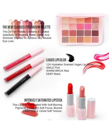 All In One Makeup Kit - 20 Colors Eyeshadow Palette Lipstick Eyebrow Pencil & More | Perfect Makeup Gift Set for Women & Beginners - Buy Online on GoSupps.com
