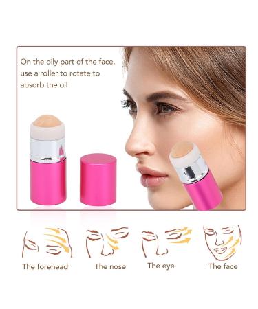 Oil Absorbing Volcanic Roller | Portable Oil Control Stone Facial Tool for Oily Skin - Rose Red - Buy Online on GoSupps.com