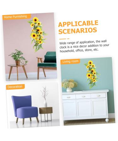 Zerodeko Sunflower Wall Hanging Artificial Plant Home Sunflower Decoration Hanging Garland with Green Leaves Green Artificial Leaves Outdoor Decorations Pendant Silk Cloth Indoor Yellow 55x22cm - Buy Online on GoSupps.com