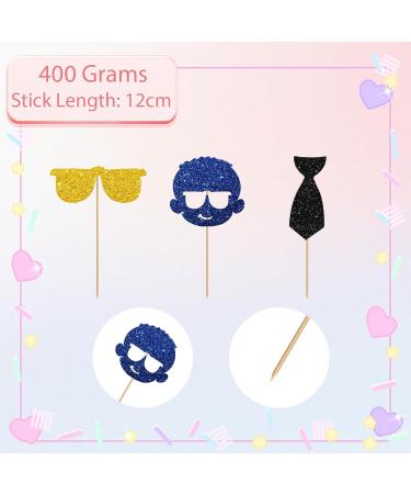 24Pcs Boss Baby Cupcake Toppers Little Man Cupcake Toppers for Boy Colorful Glitter Baby Boy Cupcake Picks for Baby Shower Gender Reveal/Boy 1st Birthday Party Decoration - Buy Online on GoSupps.com