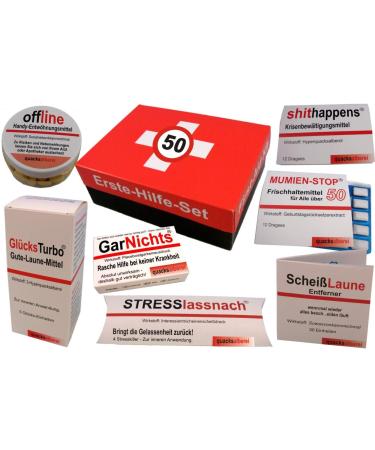 quacksalberei first aid kit funny first aid kit for the 50th birthday (8 pieces)