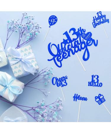Biapian Blue 13th Birthday Cake Topper 13th Official Teenager Cake Topper for Boys Glitter 13th Birthday Cupcake Topper with Hello 13 Cheers to 13 for Thirteen Years Old Birthday Party Decorations - Buy Online on GoSupps.com
