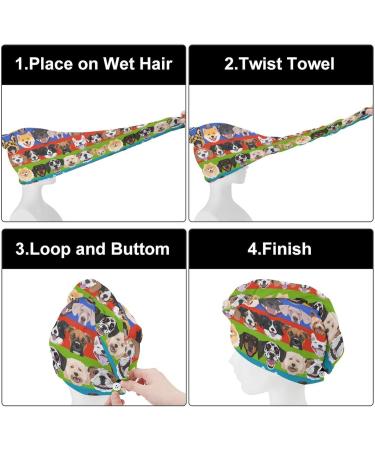 Buy Colorful Dogs Microfiber Hair Towel Wrap - Super Absorbent 10"x26" Hair Turban for Women - Buy Online on GoSupps.com