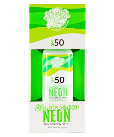 Shaka Sun Mineral sunscreen I SPF 50+ I Sun protection stick I Natural zinc oxide I For children and adults I Against all types of UVA and UVB rays I Water resistant I Neon green
