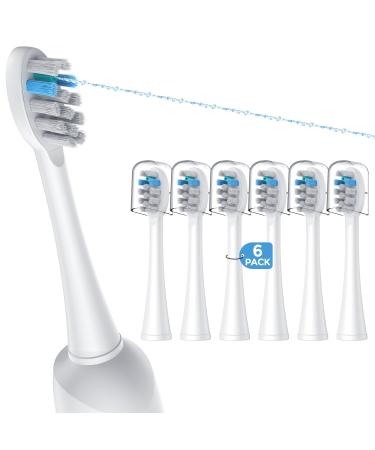 6 Pack Toothbrush Replacement Heads Compatible with WaterPik Sonic Fusion 2.0 FitMount Flossing Brush Head Fit for Water-Pic SF-01W SF-02W and 2.0 SF-03 SF-04 White 1 Count (Pack of 6)