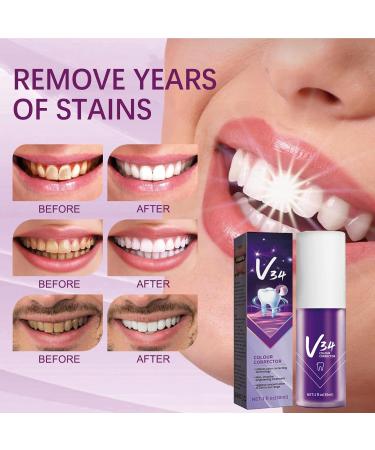 V34 Lila Toothpaste - Color Correction & Whitening Foam for Beautiful Teeth | Shop Internationally - Buy Online on GoSupps.com