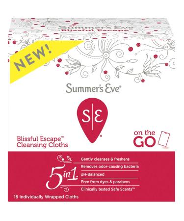 Summers Eve Cleansing Cloths 16 Count Blissful Escape (6 Pack)